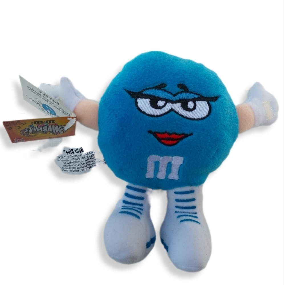 1998 M&Ms Belle Blue Mini Swarmees Plush Collectible Mars Inc Stuffed Toy W/ Tag